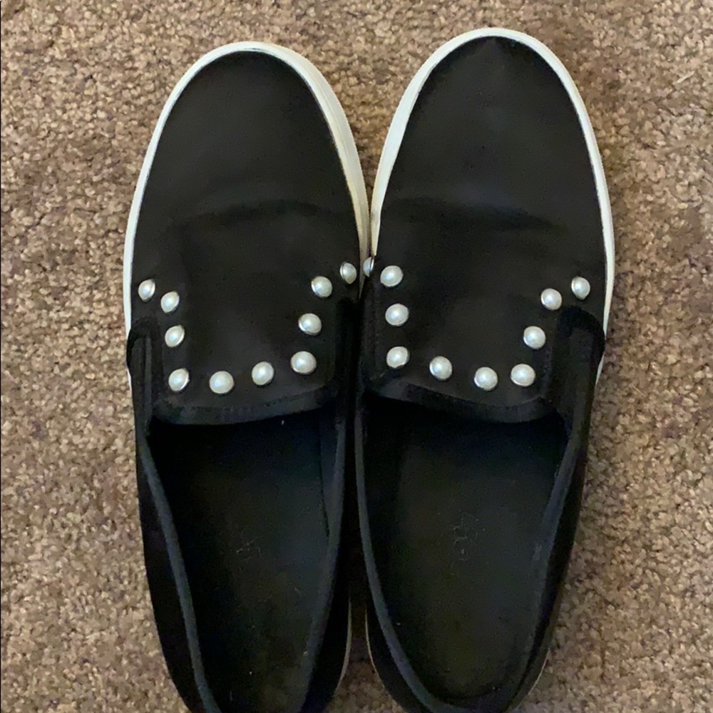 Black slide ons with pearls